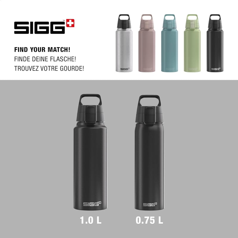 SIGG alumínium kulacs WMB One szénmentesített 1L 0,75L szódavízhez BPA-mentes - Black, 1 L