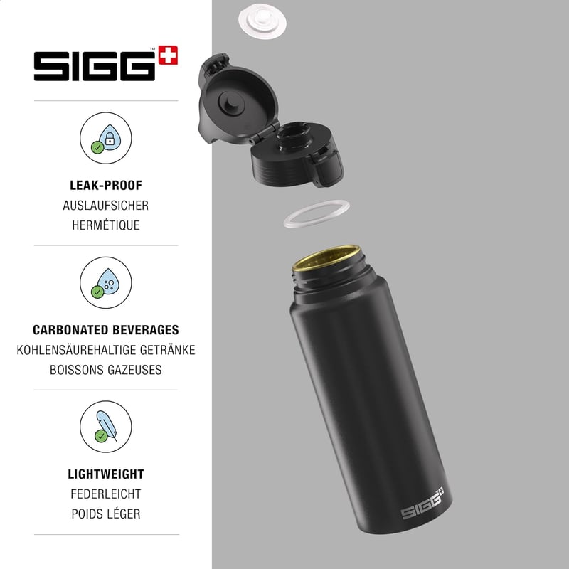 SIGG alumínium kulacs WMB One szénmentesített 1L 0,75L szódavízhez BPA-mentes - Black, 1 L