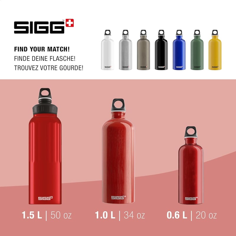 SIGG alumínium sportpalack 0,6L/1L/1,5L szénlezárható BPA-mentes - 13 Red, 0.6 L