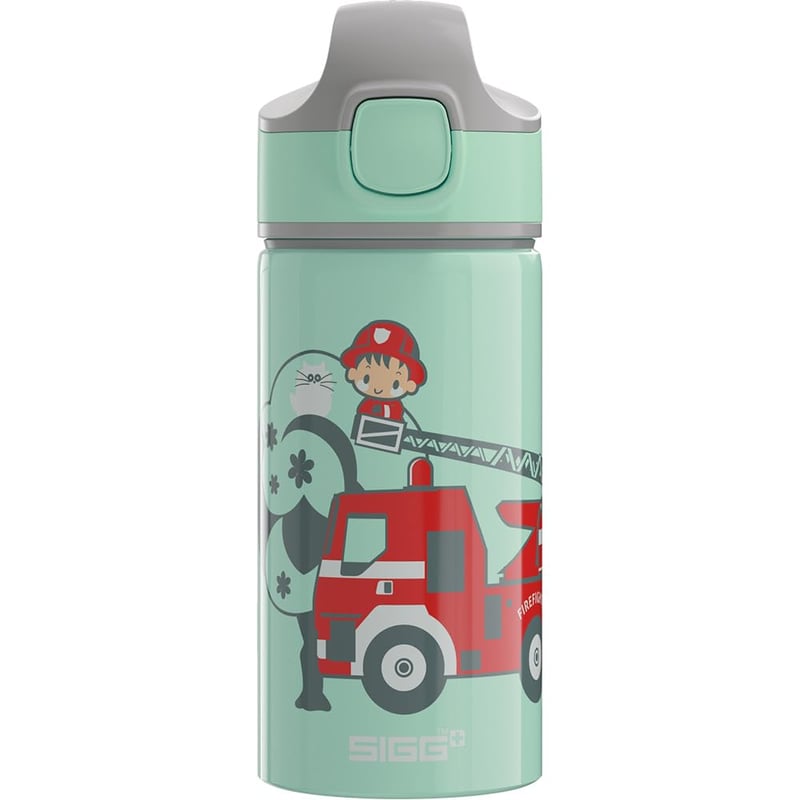Detská hliníková fľaša na vodu SIGG Fireman so slamkou a nepriepustným uzáverom, modrá, 0,4 l