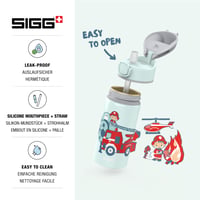 Detská hliníková fľaša na vodu SIGG Fireman so slamkou a nepriepustným uzáverom, modrá, 0,4 l 3
