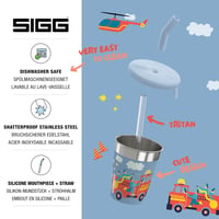 Pahar pentru copii Sigg cu capac și pai - Pompieri - Capac din silicon și pai din Tritan - Fără BPA - Ușor și durabil - 0,35 L 3