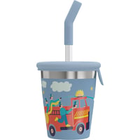 Pahar pentru copii Sigg cu capac și pai - Pompieri - Capac din silicon și pai din Tritan - Fără BPA - Ușor și durabil - 0,35 L 1