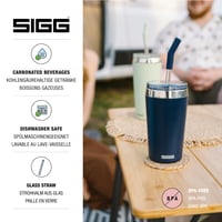 Termoska SIGG Helia Night Ink so sklenenou slamkou – 0,45 l nerezový dvojstenný izolovaný cestovný hrnček na teplé a studené nápoje 4