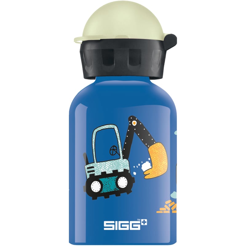 Hliníková detská fľaša na vodu SIGG KBT Build It 300 ml, s uzáverom svietiacim v tme, nepriepustná — Zlomený uzáver (stav: pozri 2. obrázok)