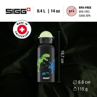 Detská hliníková fľaša Sigg KBT Glow Dinosaurs – svieti v tme – nepriepustná – bez BPA – čierna s dinosaurami – 0,3 l 2