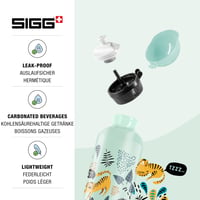 Detská hliníková fľaša Sigg KBT Jungle Tzz 0,4 l – Nepriepustná, nerozbitná, bez BPA, s bielym a zeleným motívom džungle – Na šport a do školy 3