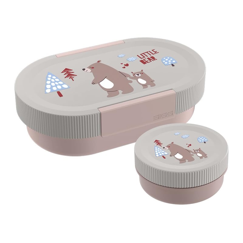 Detská desiatová súprava Sigg LUMO Kids Lunchbox Bear Family Plus – Ružová – 800 ml – bez BPA, vhodná do mikrovlnnej rúry a umývačky riadu
