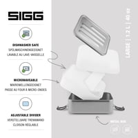 Hliníkový obedár SIGG Metal Box Plus L s prepážkou – 1,2 l, nepriepustný, vhodný do umývačky riadu, bez BPA, ľahký 2