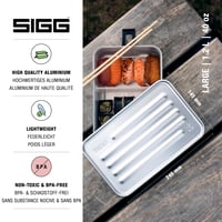 Hliníkový obedár SIGG Metal Box Plus L s prepážkou – 1,2 l, nepriepustný, vhodný do umývačky riadu, bez BPA, ľahký 3