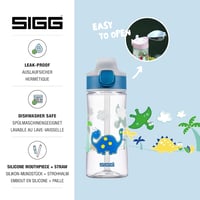 SIGG Miracle Dinosaurier gyerek kulacs szívószállal, Tritan, BPA-mentes - kék - 0,45 l 3
