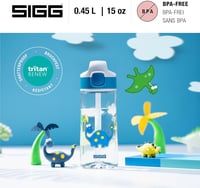 SIGG Miracle Dinosaurier gyerek kulacs szívószállal, Tritan, BPA-mentes - kék - 0,45 l 2