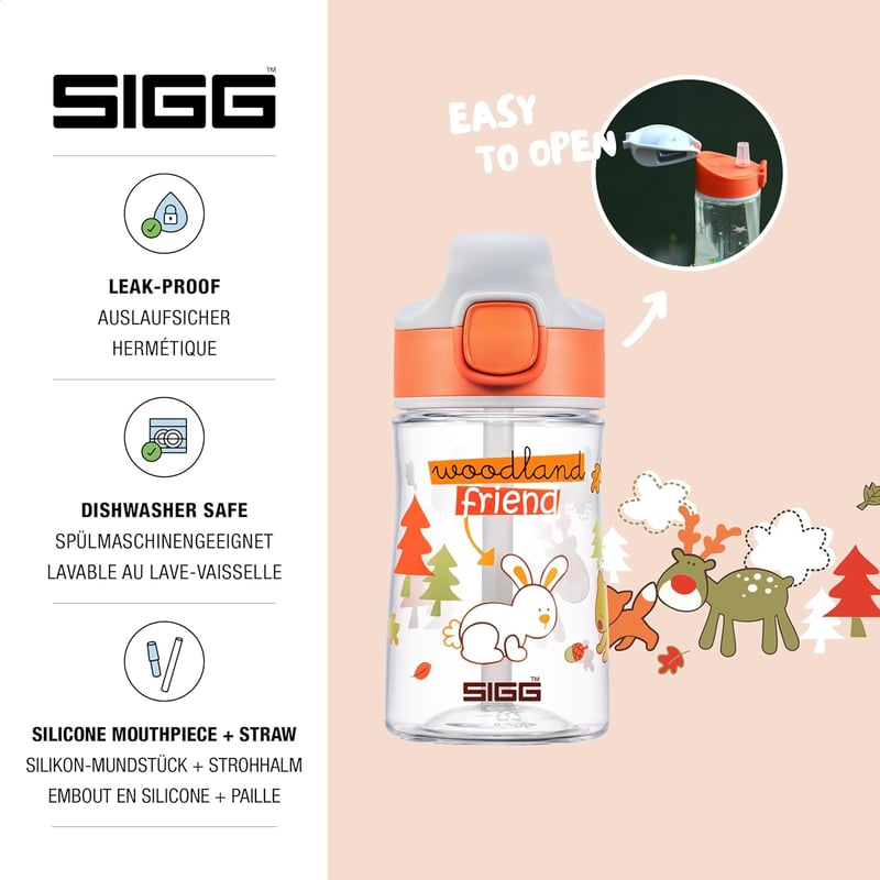 SIGG Miracle Gyerek Tritan Ivópalack Szívószállal, Szorítható, BPA-Mentes, 0,35-0,45 L - Orange, 0.35 L