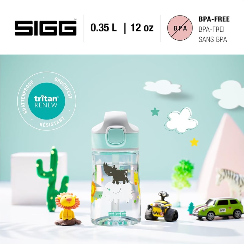 SIGG Miracle Gyerek Tritan Ivópalack Szívószállal, Szorítható, BPA-Mentes, 0,35-0,45 L - Green, 0.35 L
