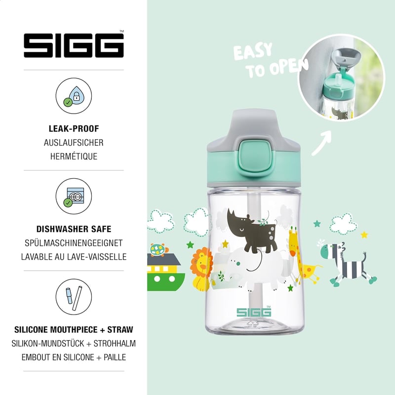 SIGG Miracle Gyerek Tritan Ivópalack Szívószállal, Szorítható, BPA-Mentes, 0,35-0,45 L - Green, 0.35 L