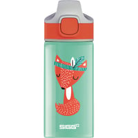 Bidon pentru copii din aluminiu SIGG Miracle Peaceful cu pai – etanș, fără BPA – model vulpe indiană verde – 0,4 l 1