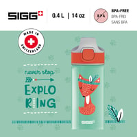 Bidon pentru copii din aluminiu SIGG Miracle Peaceful cu pai – etanș, fără BPA – model vulpe indiană verde – 0,4 l 2