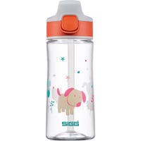 Detská fľaša na vodu SIGG Miracle Puppy Tritan so slamkou – oranžová, s motívom psa – 0,45 l – nepriepustná, bez BPA, vhodná do umývačky riadu 1
