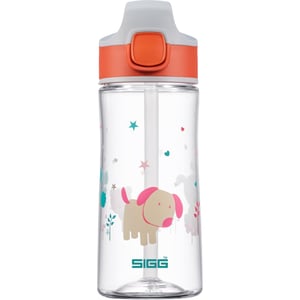 SIGG Miracle Puppy dječja Tritan boca za vodu sa slamkom – narančasta, s motivom psa – 0,45 L – nepropusna, bez BPA, periva u perilici posuđa