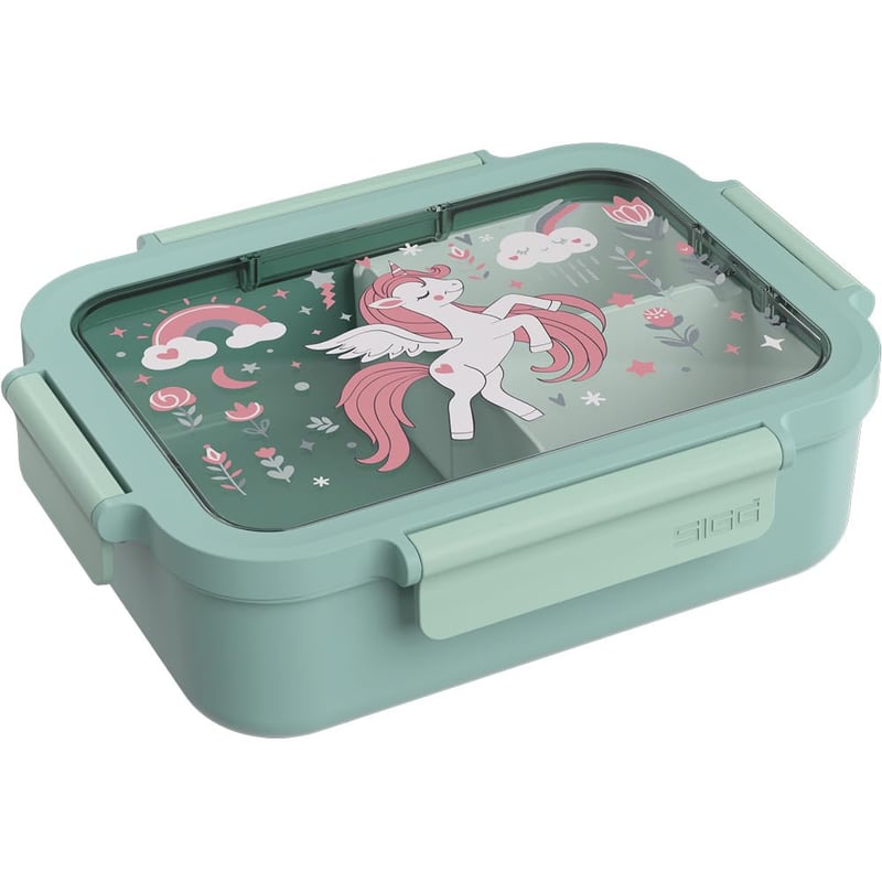 Cutie pentru prânz pentru copii Sigg NIMO Uniflower cu compartimente - Verde mentă - 1000 ml - Fără BPA, poate fi utilizată în cuptorul cu microunde și spălată în mașina de spălat vase