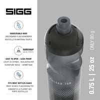 Cyklistická fľaša Sigg Pulsar Anthracite 0,75 l – sivá, stláčateľná, nepriepustná, bez obsahu BPA, vhodná do umývačky riadu, ľahká športová fľaša 2