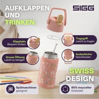 Bidon pentru copii Sigg Shield Flip Funny Fox din oțel inoxidabil - Antiscurgere - Fără BPA - Pentru sport și școală - Verde mentă cu vulpe - 0,5 L 3