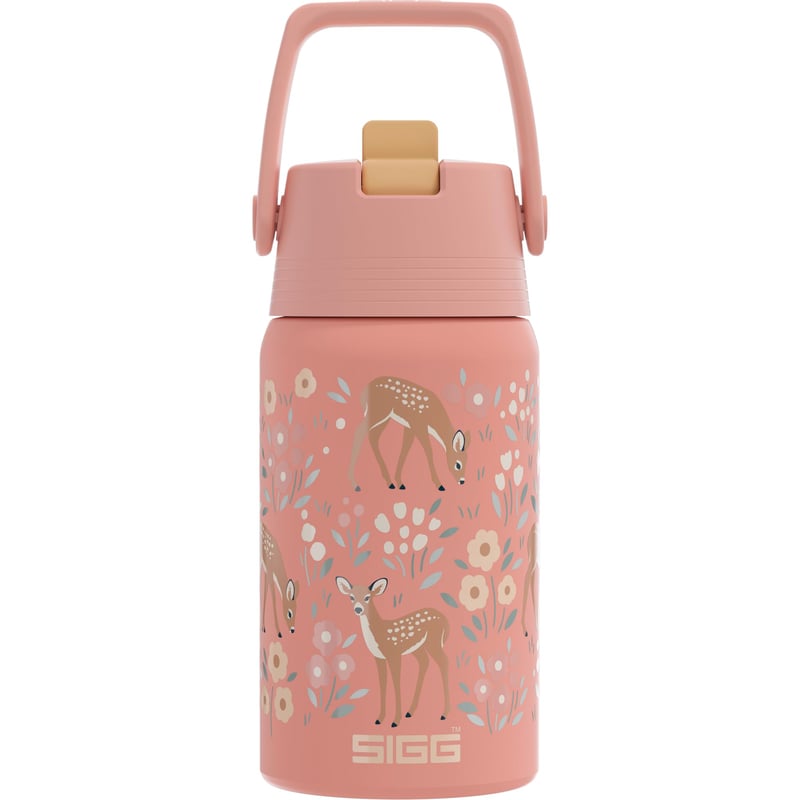 Bidon pentru copii Sigg Shield Flip Funny Fox din oțel inoxidabil - Antiscurgere - Fără BPA - Pentru sport și școală - Verde mentă cu vulpe - 0,5 L