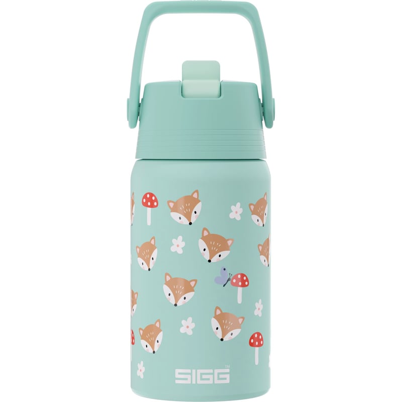 SIGG Shield Flip Funny Fox Gyerek Kulacs - Mentazöld Rókás Mintával - 500 ml - Rozsdamentes Acél — használt (állapot: lásd a 2. képet)