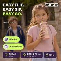 Bidon pentru copii Sigg Shield Flip Funny Fox din oțel inoxidabil - Antiscurgere - Fără BPA - Pentru sport și școală - Verde mentă cu vulpe - 0,5 L 2