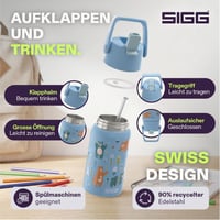Bidon pentru copii din oțel inoxidabil Sigg Shield FLIP Wild Bear - Urs albastru - Antipicurare - Fără BPA - Sport și școală - 0,5 L 3