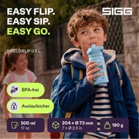 Bidon pentru copii din oțel inoxidabil Sigg Shield FLIP Wild Bear - Urs albastru - Antipicurare - Fără BPA - Sport și școală - 0,5 L 2