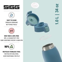 Nerezová fľaša na pitie Sigg Shield ONE Blue Puya - 1 l, na sýtené nápoje, nepriepustná, bez BPA, modrá 3