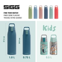 Nerezová fľaša na nápoje SIGG Shield ONE Blue Puya, vhodná na sýtené nápoje, nepriepustná, bez BPA, modrá, 0,75 l 6