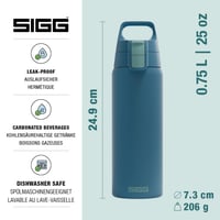 Nerezová fľaša na nápoje SIGG Shield ONE Blue Puya, vhodná na sýtené nápoje, nepriepustná, bez BPA, modrá, 0,75 l 3