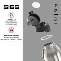 Sticlă din oțel inoxidabil Sigg Shield ONE Brushed pentru băuturi carbogazoase, etanșă, fără BPA, 1,5 L 3