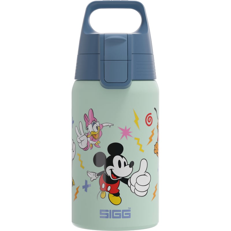 Detská nerezová fľaša na sýtené nápoje SIGG Shield One Disney Mickey a priatelia, 500 ml — použitá (stav: pozri 2. obrázok)