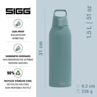 Nerezová fľaša na pitie Sigg Shield ONE Morning Blue na sýtené nápoje, nepriepustná, bez BPA, 1,5 l 2