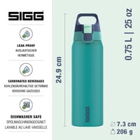 Nerezová fľaša na pitie Sigg Shield ONE Multicolor Ocean, vhodná na sýtené nápoje, nepriepustná, bez BPA, tyrkysová, 0,75 l 2