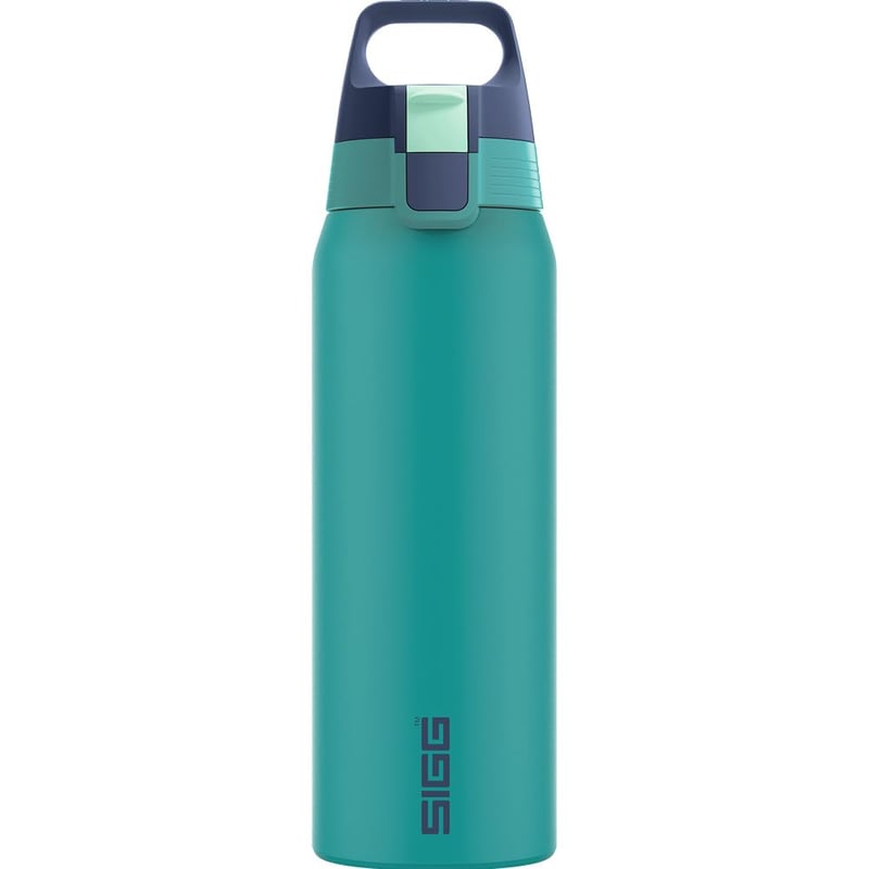 Nerezová fľaša na pitie Sigg Shield ONE Multicolor Ocean, vhodná na sýtené nápoje, nepriepustná, bez BPA, tyrkysová, 0,75 l
