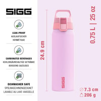 Nerezová fľaša na pitie Sigg Shield ONE Multicolor Petal na sýtené nápoje, nepriepustná, bez BPA, ružová, 750 ml 2