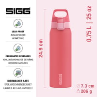 Sticlă din oțel inoxidabil Sigg Shield ONE Multicolor Ruby pentru băuturi carbogazoase, etanșă, fără BPA, roz, 0,75 L 2