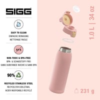 Nerezová fľaša na pitie Sigg Shield ONE Playful Peach – na sýtené nápoje – nepriepustná – bez obsahu BPA – outdoor a fitness – ružová 3