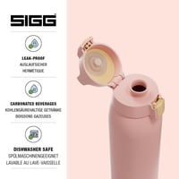 Nerezová fľaša na pitie Sigg Shield ONE Playful Peach – na sýtené nápoje – nepriepustná – bez obsahu BPA – outdoor a fitness – ružová 2