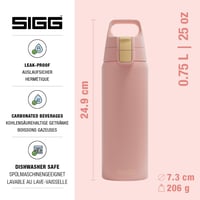Nerezová fľaša na vodu Sigg Shield ONE Playful Peach na sýtené nápoje, nepriepustná, bez BPA, 750 ml, ružová 2