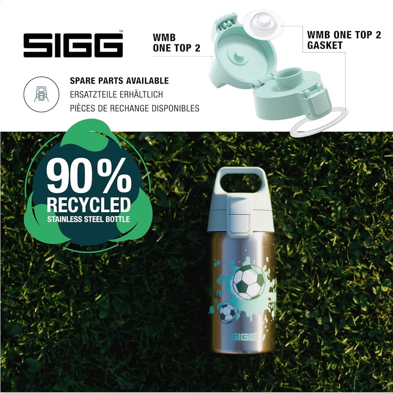 SIGG Shield One rozsdamentes acél gyermek kulacs 0,5L szénlégzés szivárgásmentes - Love Football