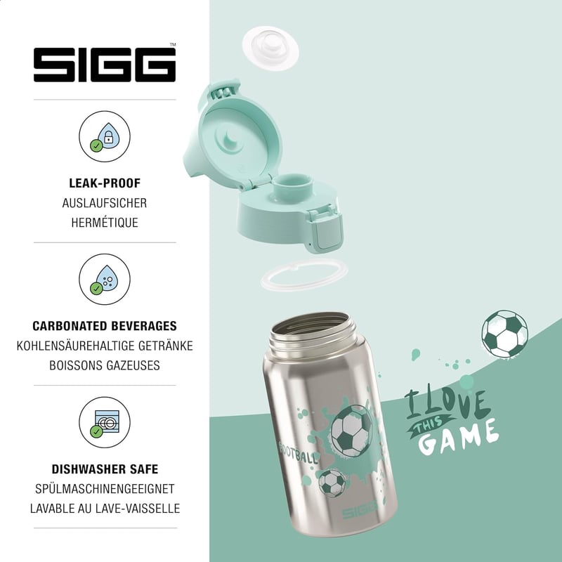 SIGG Shield One rozsdamentes acél gyermek kulacs 0,5L szénlégzés szivárgásmentes - Love Football