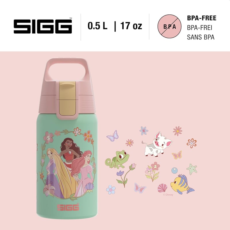 SIGG Shield One rozsdamentes acél gyermek kulacs 0,5L szénlezárás nélküli - 9 Princesses