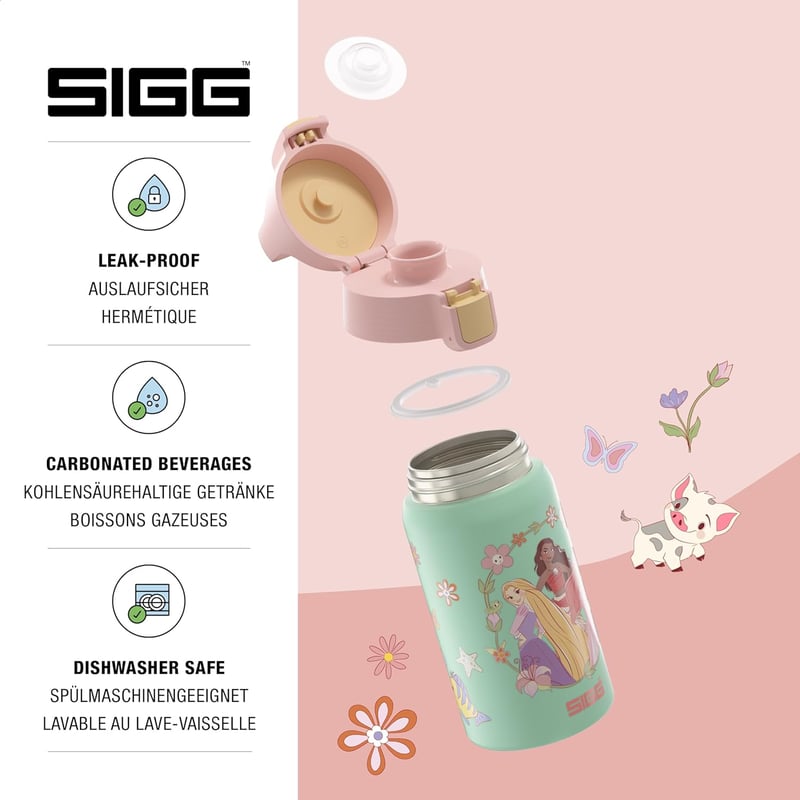 SIGG Shield One rozsdamentes acél gyermek kulacs 0,5L szénlezárás nélküli - 9 Princesses