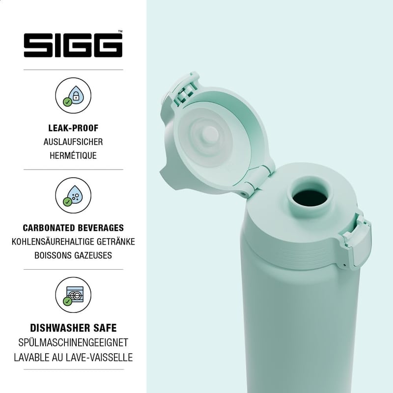 Sigg Shield ONE rozsdamentes acél ivópalack 750ml szénezett italokhoz - Milky Blue, Pastel 0.75 L