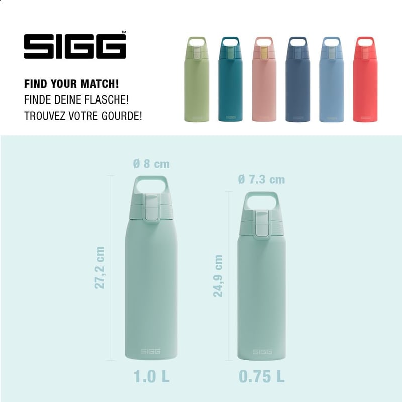 Sigg Shield ONE rozsdamentes acél ivópalack 750ml szénezett italokhoz - Milky Blue, Pastel 0.75 L